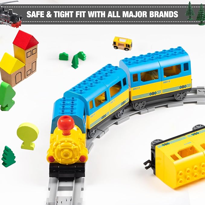 34 Pieces Train Bridge Track, Classic Railway Track with 12 Curved Tracks, 12 Straight Tracks and Bridge Tracks - Compatible with All Major Brands, Toy Track Accessory for Kid, Light Grey