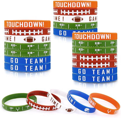35pcs Football Bracelet, Soft Stretch Football Silicone Wristband Football Party Favors Motivational Wristbands Sports Bracelet for Kids and Adults Sport Theme Birthday Party Supplies Gifts