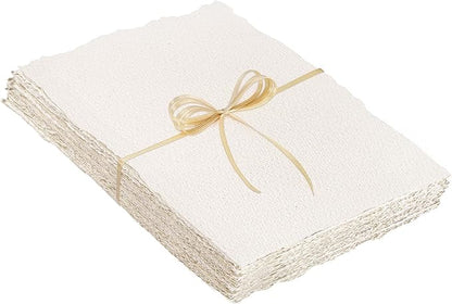 25 Sheets Watercolor Paper 7X 10, 300 GSM Deckled Edge Paper Rough/Textured Handmade Paper for Watercolors, Wedding Invitations, Cards, Crafts
