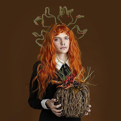 3 Pcs Halloween Snake Headband Medusa Headband Snake Bracelets Funny Gift for Mardi Gras Masquerade Halloween Cosplay Costume Party Supplies