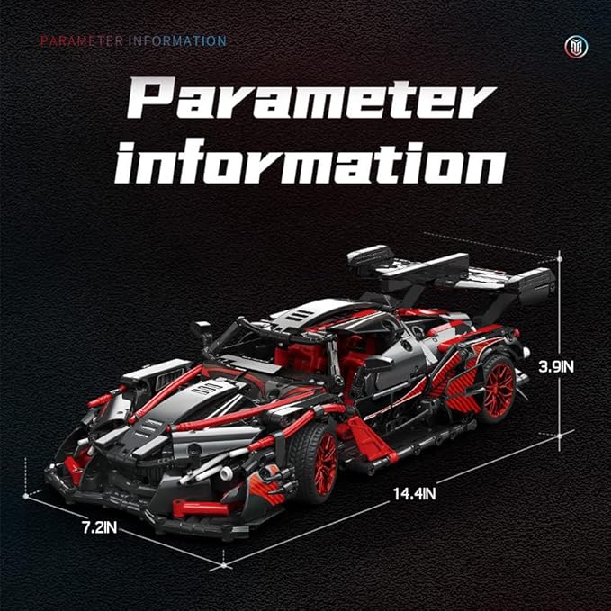 Mesiondy Adults Challenging Racing Car Building Blocks Kit，1:14 1391 Pieces Car Model Building Set DIY Toys for Boys Age 12 13 14 15 16