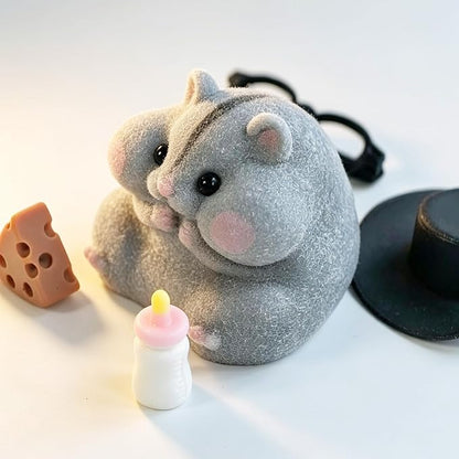 Handmade Taba Squishy Hamster Toy, Cute Squishy Hamster Fidget Toy, Realistic Hamster Toy, Soft Silicone Mochi Furry Toy, Stress Relief Gift for Adults & Kids, Sensory Anxiety Plushie (Gray)