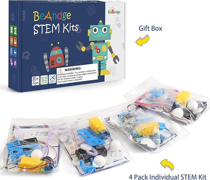 4 Set Bulk Robot Kits for Kids 8-12, STEM Crafts Robotics Science Projects STEM Toys for Boys Girls, Electronics Building Craft Kit Classroom Activities 1st 2nd 3rd Grade 8 9 10 11 12 Year Old