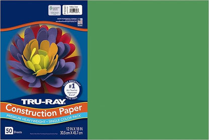Tru-Ray® Construction Paper, 50% Recycled, 12" x 18", Holiday Green, Pack Of 50