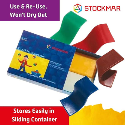 Stockmar Modelling Beeswax - 6 Color Beeswax Sheets Set - For Kids, Toddlers, and Artists looking for Waldorf Organic Art Supplies, Non Toxic Beeswax, Non Drying Beeswax Modeling Wax For Homeschoolers