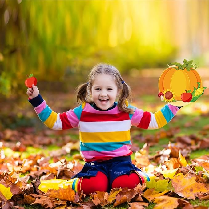 Layhit 24 Pieces Fall Crafts for Kids Fall Plate Craft KitsAutumn Pumpkin Turkey Educational Crafts Thanksgiving DIY Craft Projects for Kids Ages 6-8 8-12 Fall Party Supplies Decorations, 8 Styles