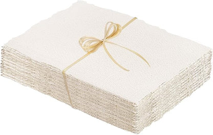 50 Sheets Watercolor Paper 5 x 7inch, 300 GSM Deckled Edge Paper Rough/Textured Handmade Paper Cotton Paper for Watercolors, Wedding Invitations, Cards, Crafts
