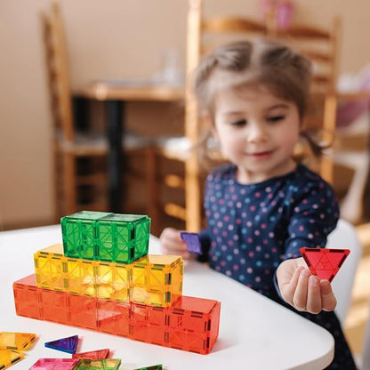 FNJO Magnetic Tiles, Magnet Building Set,60 PCS Building Blocks Set STEM Preschool Montessori Toy for Kids Boys Girls
