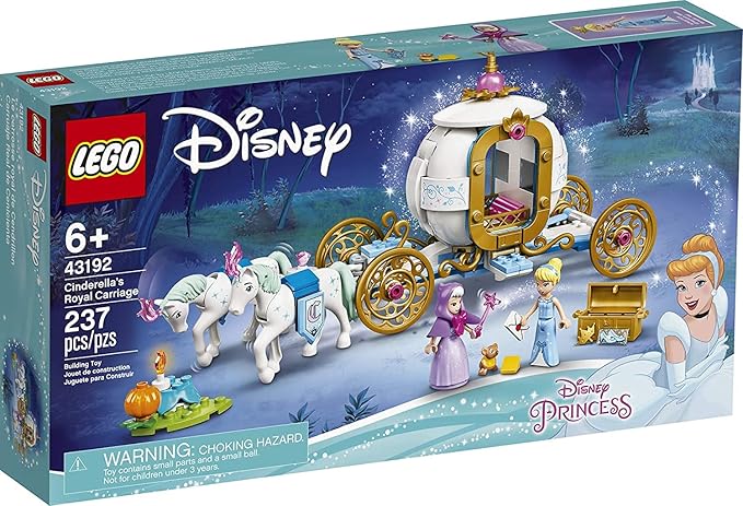 LEGO Disney Cinderella’s Royal Carriage 43192; Creative Building Kit That Makes a Great Gift, New 2021 (237 Pieces)