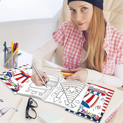 Fourth of July Coloring Books Kids Indoor Activities at Home Party Favors Gift Supplies 24 Pack