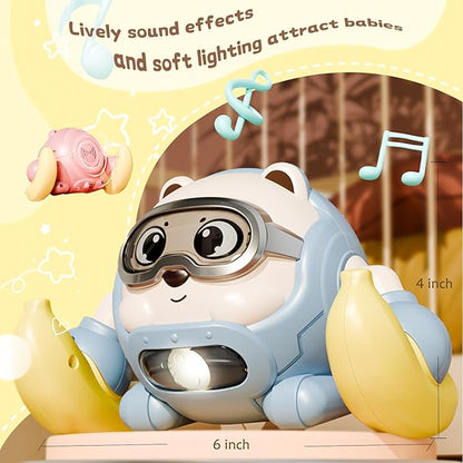 Rolling Baby Toy Crawling Toys, Baby Musical Toys 360° Rolling Bouncing Tummy Time Toys Bear Walking Moving Infants Toy, Learning Walking Toys Birthday for Toddler Boys & Girls