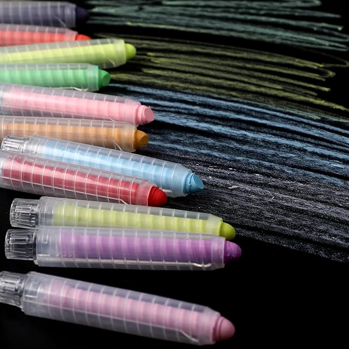 Ireer Dustless Chalk Set Colored Chalk with Holder Sidewalk Chalk for Kids Washable Toddler Chalk for Chalkboard Blackboard Children Drawing Writing Art Tool Toys Gift Party Favors (72 Pcs)