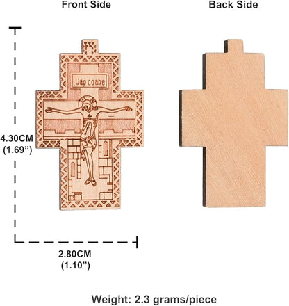 COTTVOTT Wooden Christian Jesus Cross/Orthodox Crucifix Charms Pendants for Rosary Necklace, DIY Jewelry Making Accessories Parts