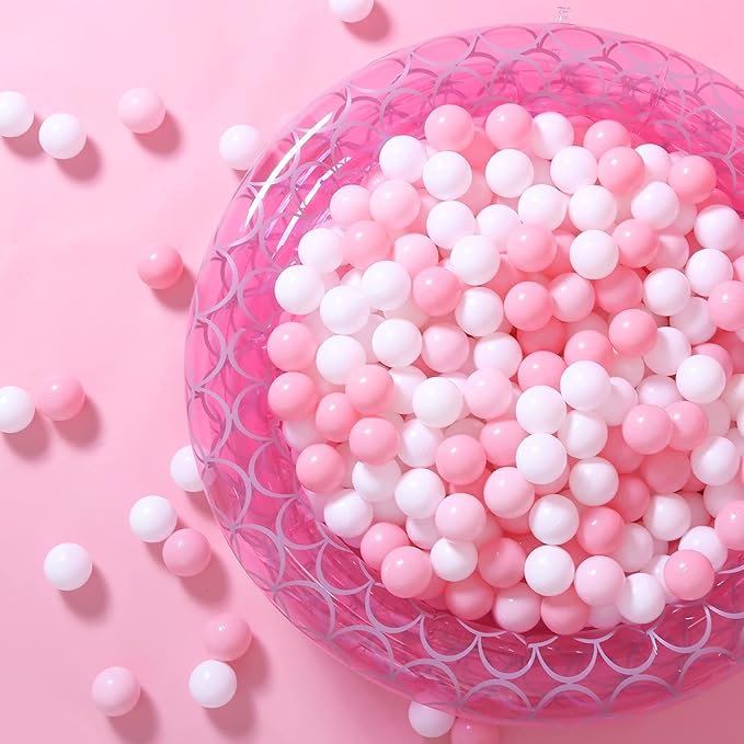 GOGOSO Ball Pit Balls 100 PCS for Toddles, Kids Plastic Balls for Ball Pit, Pool, Pink Party Accessories, Birthday Decoration, Crush Proof and Durable with Storage Bag