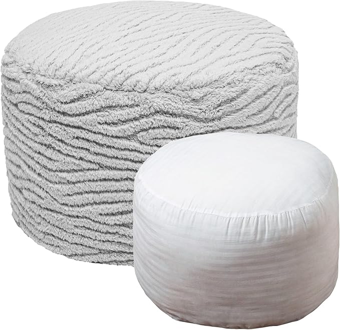 Asuprui Round Pouf Ottoman Stuffed Home Pouf Ottoman Foot Rest Foot Stool Poufs for Living Room Boho Home Decor Foldable Floor Chair Storage for Living Room, Bedroom