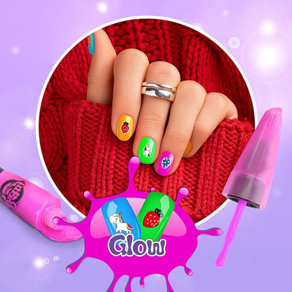 Kids Nail Polish Set for Girls Nail Art Kits with Nail Dryer, Quick Dry & Peel Off & Non-Toxic Nail Polish,2 in 1 Nail Art Pen - Charm Bracelet Making Kit & Ring Birthday Gifts for Girls Ages 7-12