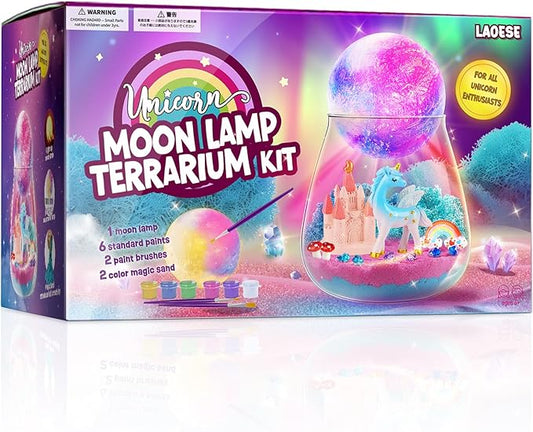 Unicorn Terrarium Gifts for Kids - Light Up Terrarium Crafts Kit with DIY Moon Lamp - Unicorn Toys for Girls - Arts and Crafts Birthday Gift for Girls Ages 4 5 6 7 8-12 Year Old