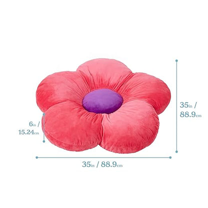 ECR4Kids SoftZone Flower Floor Pillow, Seating Cushion, Bright Pink