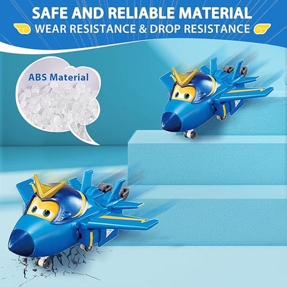 Super Wings Transformable Toys, 5 in Jerome Airplane Transforming Figures Toys, 2 in 1 Mode Rescue Bots Action Figure Toys for 3-5 Year Old Boys Girls, Fun Plane Toys for Toddlers Kids Age 3 4 5 6 7