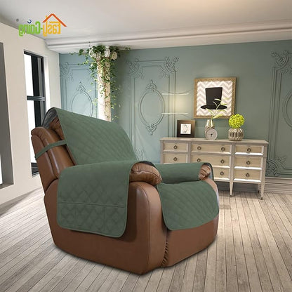 Easy-Going Sofa Slipcover Waterproof Oversized Recliner Chair Cover Non-Slip Fabric Couch Cover for Living Room Washable Furniture Protector for Pets Kids Dog (Oversized Recliner, Greyish Green), 28"