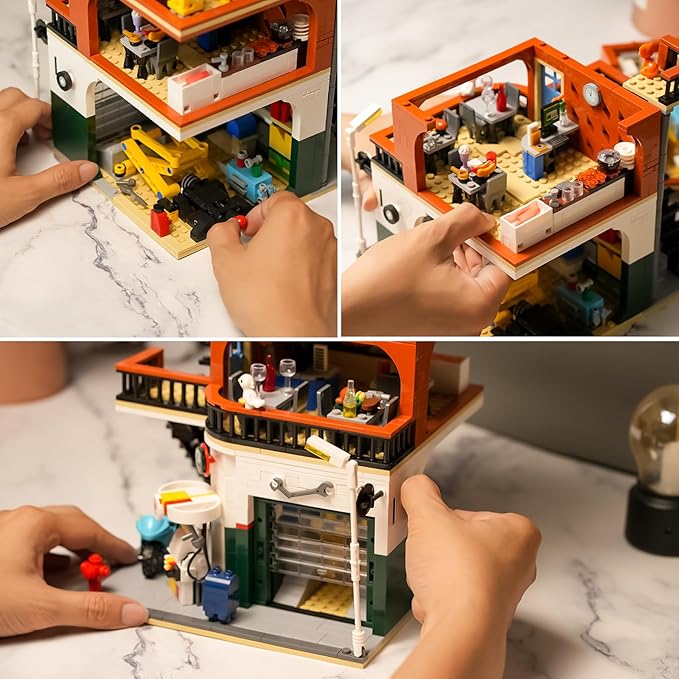 City Car Repair Shop Building Set Compatible with Lego for Adults, Architecture Building House Kit for Boys and Girls 8-14 Years 1637 pcs