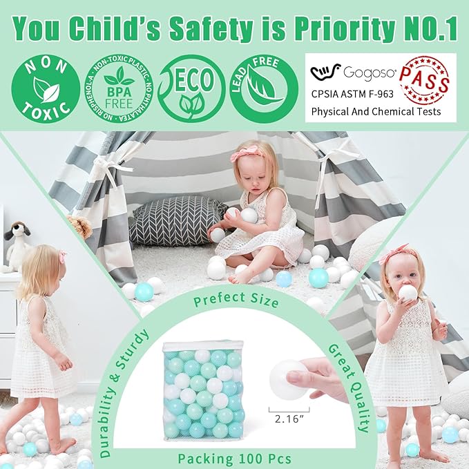 GOGOSO Ball Pit Balls for Toddles, Kids Plastic Balls for BallPit, Pool, Baby Party Accessories, Birthday Decoration 50 100 200 500 1000