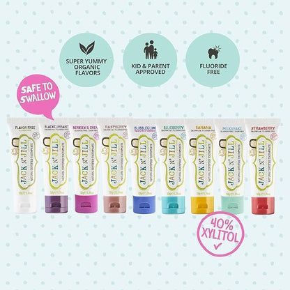 Jack N' Jill Natural Toddler Toothpaste for Baby, Kids and Infants 6 Months & Up, Fluoride Free Training Toothpaste for Toddlers 1-3 (1.76 Fl Oz (Pack of 2), Strawberry)