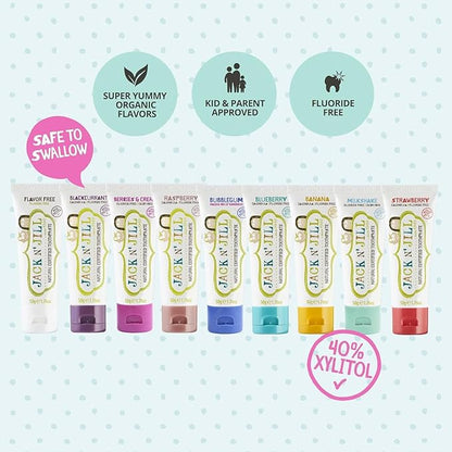 Jack N' Jill Natural Toddler Toothpaste for Baby, Kids and Infants 6 Months & Up, Fluoride Free Training Toothpaste for Toddlers 1-3, 40% Xylitol, BPA Free - Banana, 1.76 oz (Pack of 1)