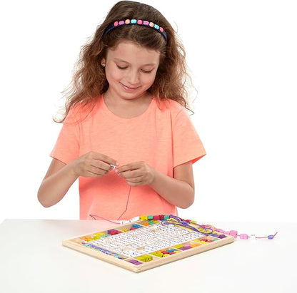 Melissa & Doug Created by Me! Alphabet Beads Deluxe Wooden Stringing Beads, 200+ Beads and 8 Laces for Jewelry-Making