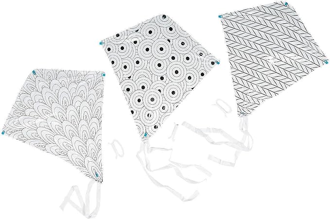 Fun Express Color Your Own Doodle Kite Set – Fun and Creative DIY Craft Kits for Kids – Ideal for Educational Activities Outdoor Fun and Group Projects – Perfect for Kids’ Creativity – 12 Pieces