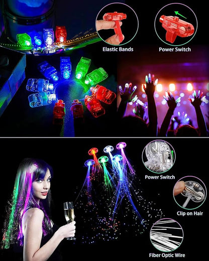 275 PCS Glow in the Dark Party Supplies for Kids Adults, Light Up Party Favors, Glow Sticks Bulk Party Pack Bracelets Finger Lights Glasses Headband LED Light Hair Wedding Birthday New Year Halloween
