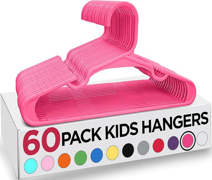 Utopia Home 60 Pack Kids Hangers - 11.5 Inch Plastic Baby Hangers for Closet - Childrens Hanger for Clothes & Infant Hanger for Closet - Ideal for Everyday Standard Use (Pink)