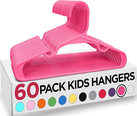 Utopia Home 60 Pack Kids Hangers - 11.5 Inch Plastic Baby Hangers for Closet - Childrens Hanger for Clothes & Infant Hanger for Closet - Ideal for Everyday Standard Use (Pink)