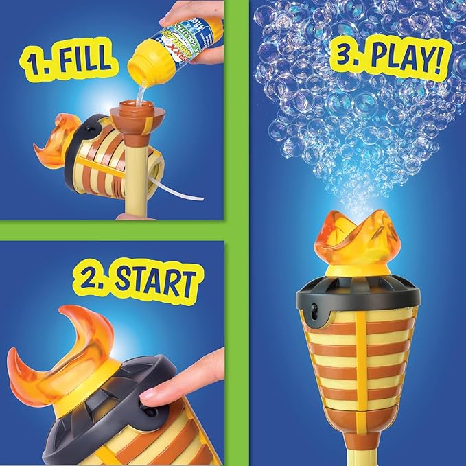 Tiki Torch Bubbler - Valentine's Bubble Machine with Lights and Music, Bubble Blower and Wand, Rechargeable Outdoor Toy for Kids Teens Birthday Party, 4 Feet Tall, Includes 4oz Bubble Solution