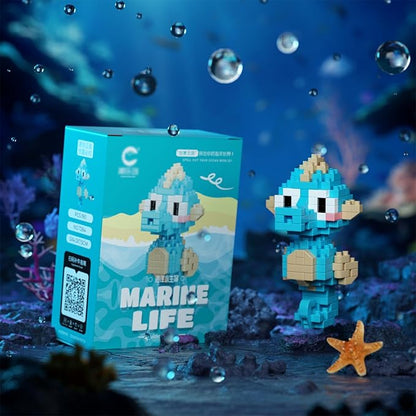 Marine Animals Building Blocks Sets Mini Building Blocks Ocean Animal Sea Creatures Building Blocks Set Mini Building Blocks Toys STEM Gifts for Kids Adult(Seahorse)