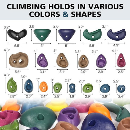 TOPNEW 32PCS Rock Climbing Holds with Mounting Hardware - Climbing Rocks for Indoor/Outdoor Kids Adults Rock Wall, Play Set & Climbing Gym, Dark Color