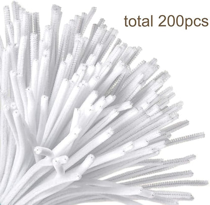 Caydo 200 Pieces White Pipe Cleaners Craft Chenille Stems for DIY Art Creative Crafts Party Decorations (12 Inch x 6 mm)
