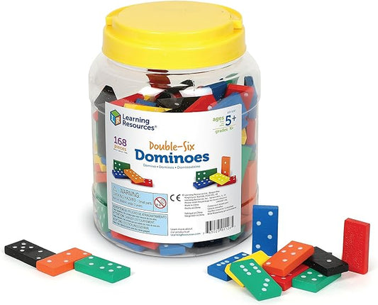 Learning Resources Double-six Dominoes In Bucket, Teaching aids, Math Classroom Accessories, 168 Pieces, Ages 5+