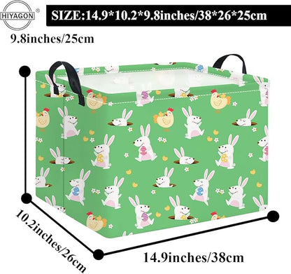 HIYAGON Rectangular Easter Basket for Kids Baby Easter Basket for Boys and Girls Cute Toy Storage Organizer Bin Box Room Decor(Cute Easter Basket)