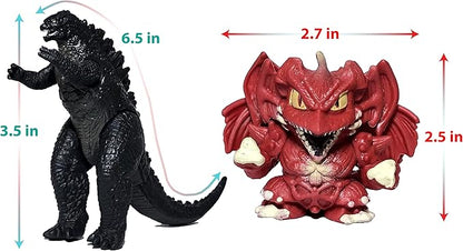 EZFun Set of 6 Godzilla Toys Movable Joint Birthday Kids 2020 Action Figures Destoroyah Gigan MUTO Mothra Chibi King of The Monsters Pack Plastic Mini Dinosaur Movie Playsets Cake Toppers Package
