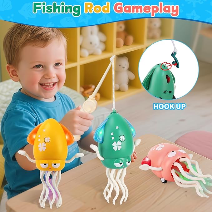 LZZAPJ Electric Dancing Octopus Light Music Suitable for 12-18 Months Old Baby Toys, Kid Crawling Squid Toys Suitable for Toddler Tummy Time, Birthday for 1 2 3 4 5 6 Year Old Boy (Green)