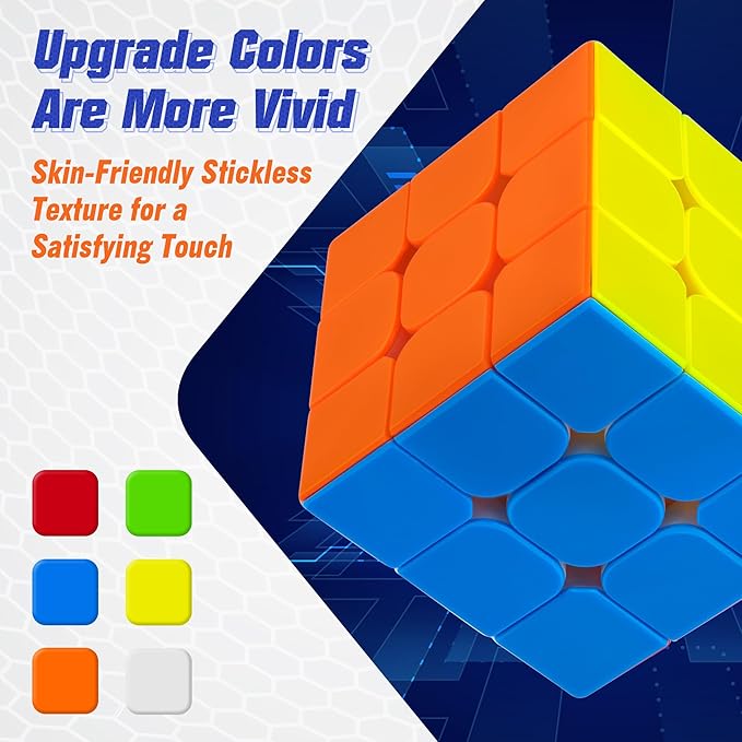 D-FantiX Magnetic Speed Cube 3x3x3, Professional Stickerless Smooth Magic Cube with Strong Magnets, Adult Brain Teaser Fidget Toys, Birthday Gifts for Kids 5-8-12, Teen Girl Boy Easter Basket Stuffers