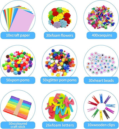 Itopstar Arts and Crafts Supplies Kit Craft Set for Kids-Art Supplies Kids Art Supplies Great for Preschool, Homeschool and Kindergarten DIY Crafting Projects-1500pcs+