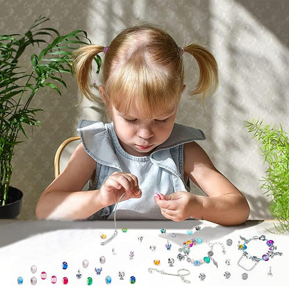 Manaror Charm Bracelet Making Kit,Jewelry Making Supplies Beads,Valentines Easter Crafts Gifts Set for Girls Kids Teens