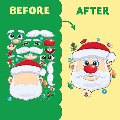 JOYIN 24 Pcs Christmas Make-a-face Stickers, Make Your Own Characters Mix and Match Sticker Sheets with Christmas Elf, Santa Santa, Snowman, Penguin, and Polar Bear Kids Party Favor Supplies Craft