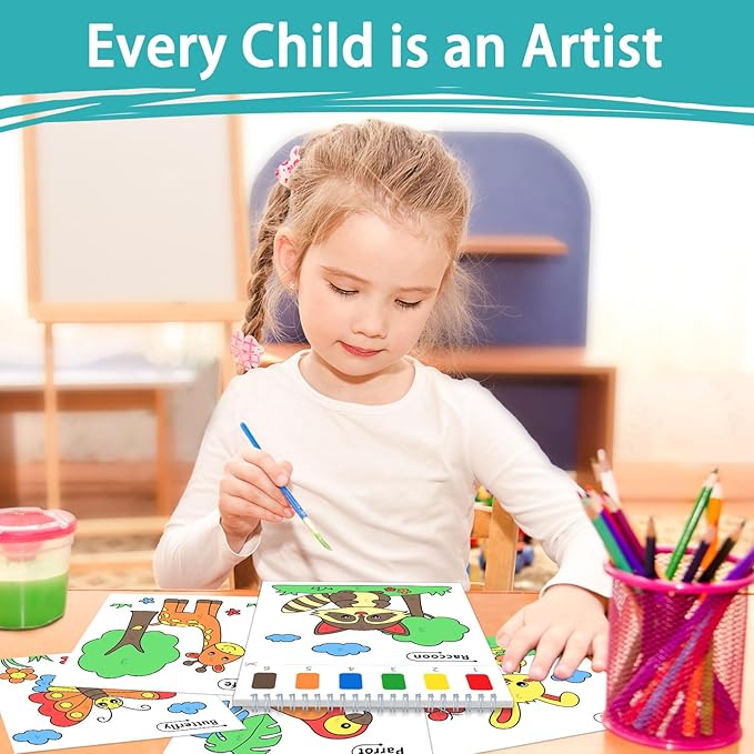 SOCOLER Paint with Water Coloring Books for Toddlers, Animal Theme Mess Free Watercolor Painting Papers for Kids Water Color Paint Kit Art Craft Birthday Gift for Ages 1-3, 4-8