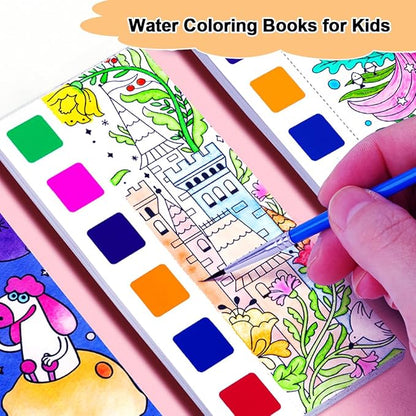 BAOXUE 4Pack Water Color Paint Sets for Kids, Pocket Watercolor Painting Book, Paint With Water Books for Toddlers, Art Craft Set for Drawing with Brush