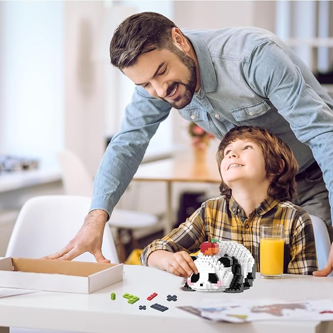 Mini Building Blocks- Lying Panda with Fruit, Party Favors- Micro Blocks Panda Toy for Kids 6 7 8 9 10+, Mini Blocks Building Sets for Adults, Birthday for Boys and Girls(597PCS)