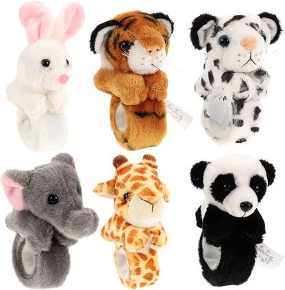 LOGOFUN 6Pcs Plush Animal Slap Bracelets Jungle Theme Slap Bands Birthday Party Favors for Kids