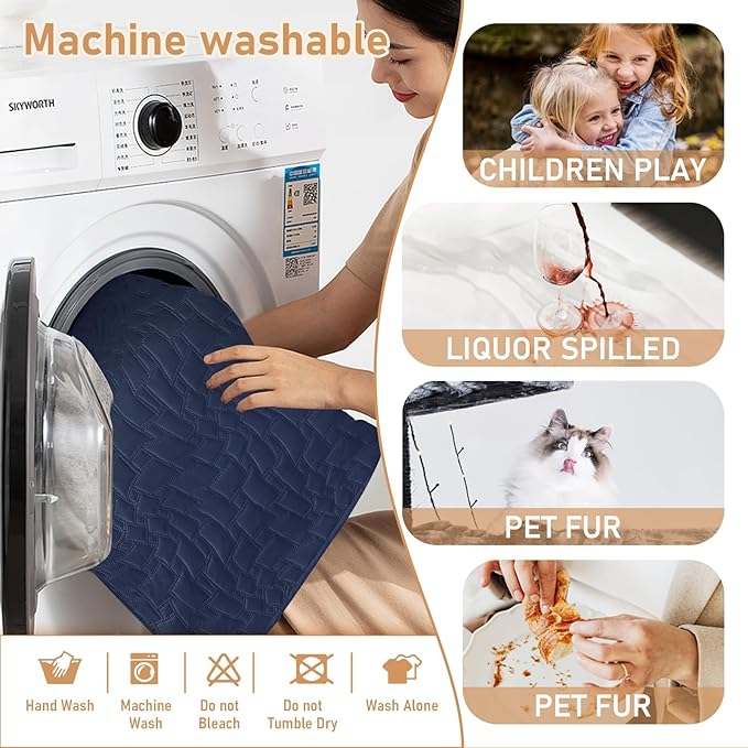 100% Waterproof Recliner Chair Covers for Reclining Chair, Large Recliner Covers That Stay in Place, Non-Slip Recliner Armchair Cover with Pockets for Kids, Pets, Dogs, Cat, Washable,Dark blue,28IN